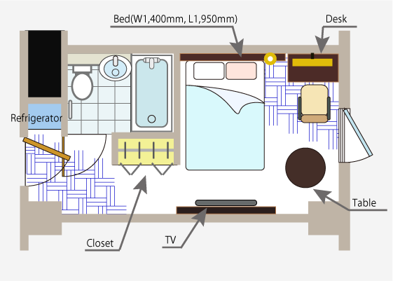 Room Single A layout